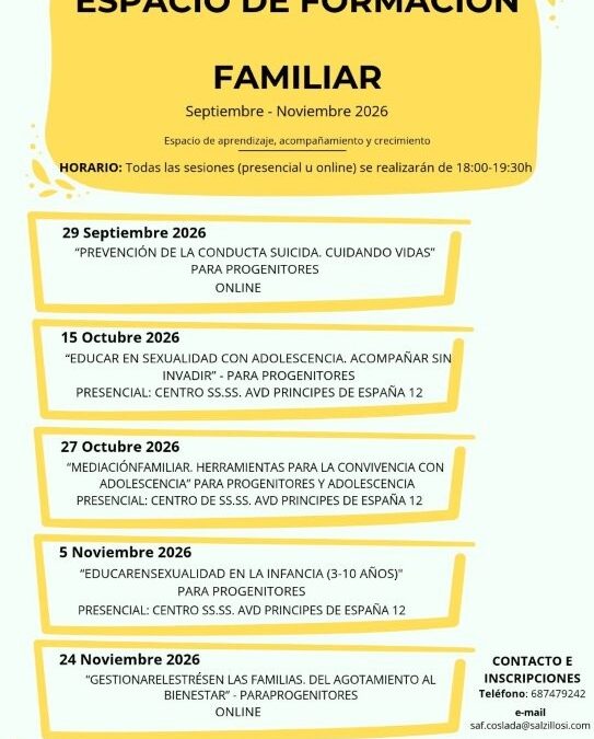 PROGRAMA DEL ESPACIO DE FORMACIÓN FAMILIAR SEPTIEMBRE-NOVIEMBRE 2026